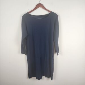 Patagonia Kamala 3/4 Sleeve Navy Blue‎ Midi Dress Women's Size Large